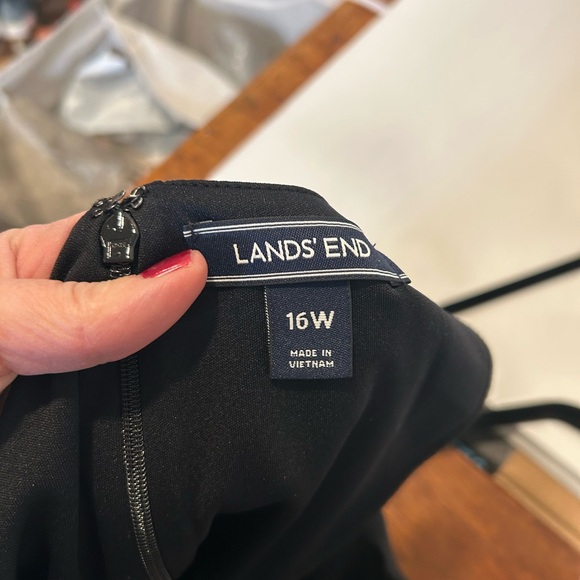 Lands End black velvet v neck a line 3/4 sleeve dress size 16W cocktail party - Picture 7 of 9